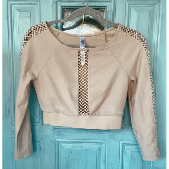 Victoria's Secret Tops - Victoria’s Secret Sport Tan Cropped Workout Top Size Small